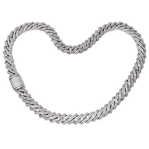 Cadena aleación 50% plata Ley 925m 50% latón rodiada 60cm. circonitas ancho 15mm. cierre oculto