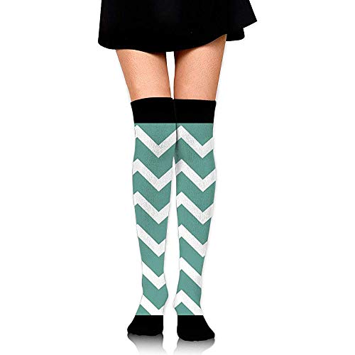 Calcetines de tubo hasta la rodilla para niñas, estampados de manga de maletín de Chevron lindos de mujer sobre muslo Medias largas y altas Calcetines de tubo hasta la rodilla para niñas, estampados de manga de maletín de Chevron lindos de mujer sobre muslo Medias largas y altas