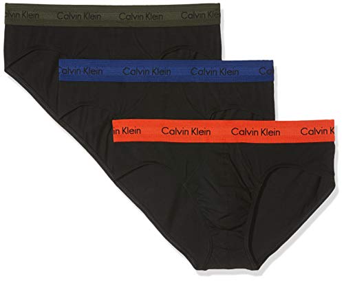 Calvin Klein Hip Brief 3pk Bóxer, Verde (B-Forest Ngt/Dark Ngt/S Orange Wb Qxc), Small (Pack de 3) para Hombre