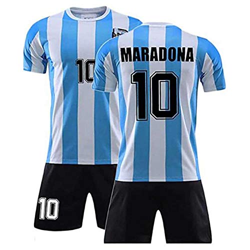 Camiseta De Argentina 1986,Maradona # 10 Camiseta Leyenda Del Fútbol Local De Argentina,Traje De Entrenamiento Fútbol Clásico, Ropa Fútbol Retro Del Equipo Argentina Copa Mundial México 1986 (2XL,B)