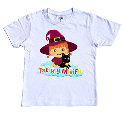 Camiseta Unisex de Tatty y Misifu de Manga Corta, 100% Algodón (5-6 años)