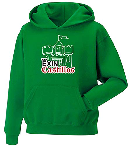 Camisetas EGB Sudadera Adulto/Niño Exín Castillos ochenteras 80´s Retro (L, Verde)