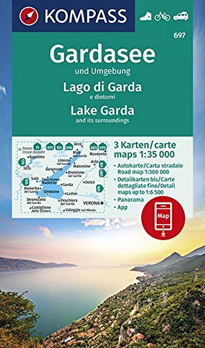 Carta escursionistica n. 697. Lago di Garda e dintorni - Gardasee und Umgebung 1:35.000 (set di 3 carte): 3 Wanderkarten 1:35000 im Set inklusive ... Verwendung in der KOMPASS-App. Fahrradfahren.