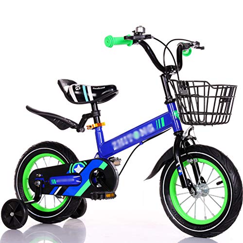 CBRCYGG Bicicleta para niños con Rueda Auxiliar Intermitente silenciosa, Bicicleta para niños para niñas, Bicicleta para niños, Asiento Ajustable, con Canasta, 12"14" 16"18"