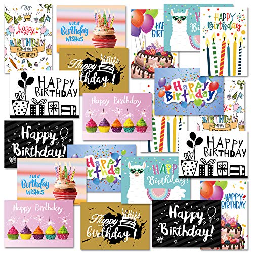 CHRORINE 20 Tarjetas de Feliz Cumpleaños Con 20 Sobres, 10 Diseñado Diferentes