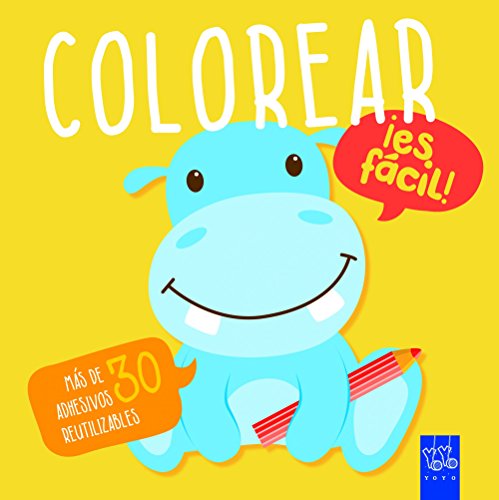Colorear ¡es fácil! Hipopótamo: Con adhesivos