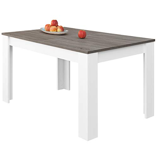 COMIFORT – Mesa De Comedor Extensible Moderna de 120 a 170 cm, Medidas 140/190x90x78 cm, Disponible en Colores: Blanca, Blanco/Roble, Roble, Wengué, Nordic (Blanco/Gris DATCH)