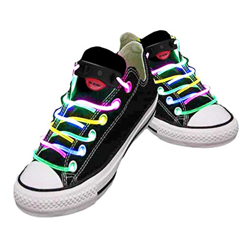 Cordones impermeables para zapatos con LED en diferentes colores: verde, rojo, amarillo, naranja, azul, rosa, amarillo/verde, azul/rosa, verde/rosa, multicolor Cordones festivos de calidad. multicolor