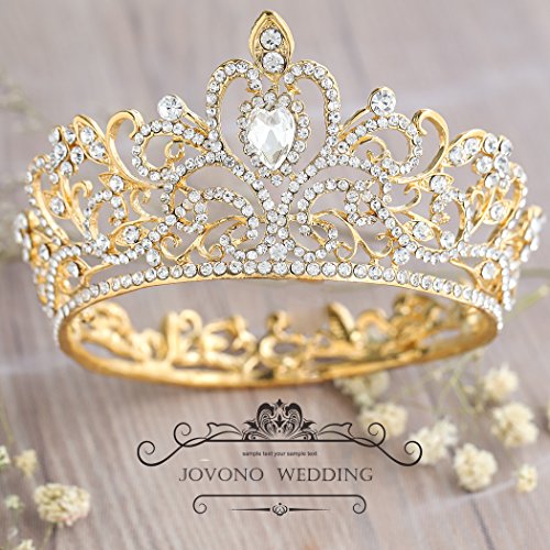 Corona de cristal vintage para mujer con diamantes de imitación, tiara de boda, accesorio para el cabello (tamaño pequeño), de Jovono.