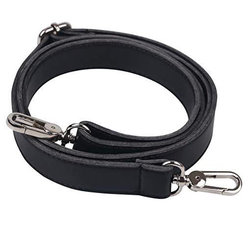 Correa de Cuero para el Hombro BOMKEE Reemplazo Universal de 61 Pulgadas Ajustable para el Bolso Bandolera maletín Bolso Mensajero Monedero Cartera Bolso Bandolera Correas (Negro)