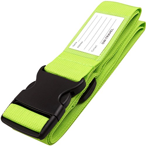 Correas para Equipaje, Cinturones de la Maleta Ajustables de Equipaje de Viaje Cinturones, Accesorios de Viaje Embalaje con Ranura para Etiquetas de identificación (1 - Verde)
