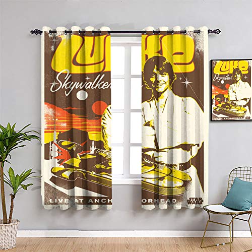 Cortinas opacas con ojales de Star Wars Legends Luke Skywalker para ventana, tela de 42 x 54 pulgadas