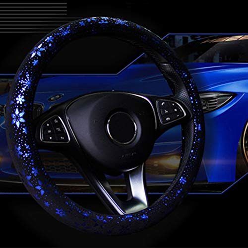 Cubierta del volante del coche Shining Snowflake 4 colores antideslizante lindo para 15 pulgadas mujeres azul