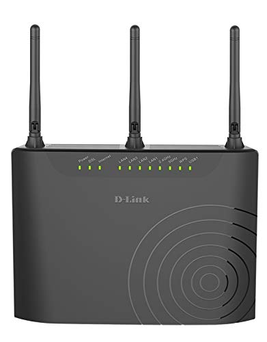 D-Link DSL-3682L – Modem Router ADSL2+ / VDSL, WiFi AC 750 Mbps, Annex A, 4 Puertos LAN Ethernet RJ-45 10/100 Mbps, un Puerto ADSL WAN RJ-11, WPS, QoS, Negro, DLNA