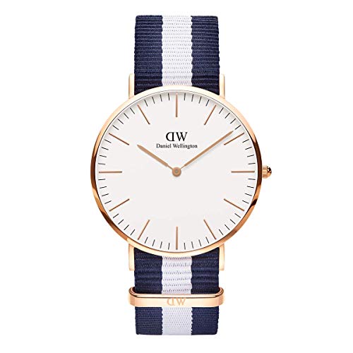 Daniel Wellington Classic Glasgow, Reloj Azul-Blanco/Oro Rosado, 40mm, NATO, para Hombre