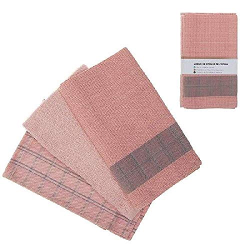 DCASA Juego 3 Referencia DC Paños y Toallas de Cocina Textiles del hogar Unisex Adulto, Rosa, 50x50x15 cm