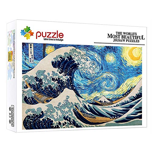 Decoración Rompecabezas Educativos Pintura Famosa Del Cielo Estrellado De Van Gogh Hokusai En Kanagawa 1000 Piezas Baby Puzzles Puzzle Para Niños Niñas Bricolaje Brain Challenge 15 X 10 Pulgada