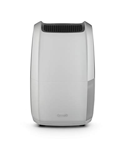 De'Longhi AriaDry Multi DDSX220 Deshumidificador Multifunción, 20 L/d, Filtro Antipolvo y Antialérgenos, Función Secado de Ropa, Gas Ecológico, Pantalla LED, Rejilla, 436 W, 44 Db, Blanco y Gris