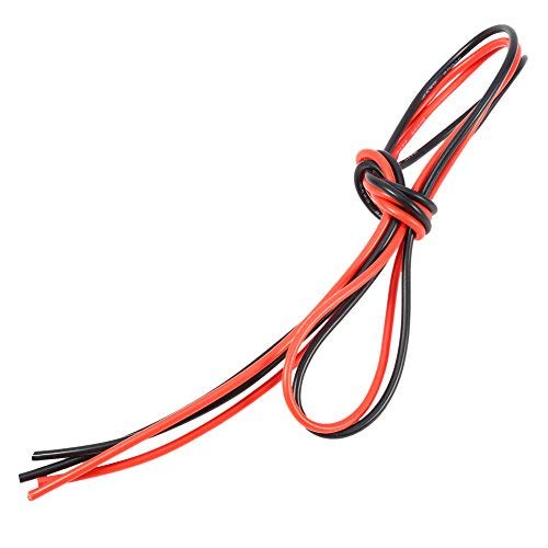 Dilwe 16AWG 2m Cable de Silicona Flexible Flexible Cobre estañado electrónico Cable de Calibre 16 para RC Modelos de Juguete (1 Metro Rojo + 1 Metro Negro)