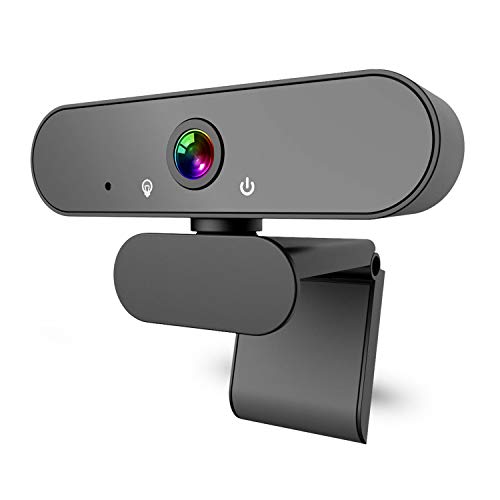 DINKALEN Webcam, Webcam 1080P Full HD Micrófono Integrado Cancelación de Ruido, Cámara Web Conecta y Reproduce con Corrección Automática de Poca Luz (Black)
