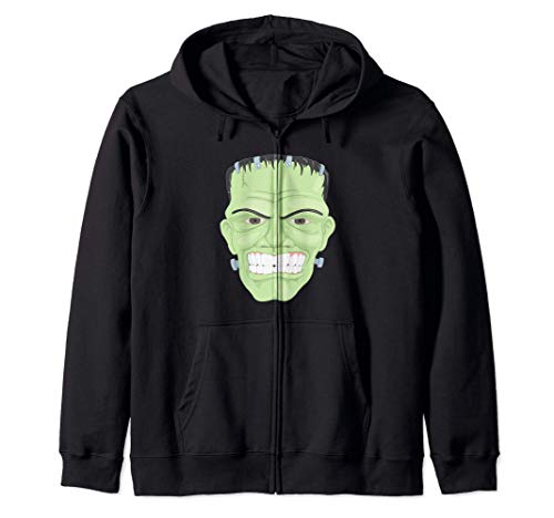 Disfraz de monstruo verde gruñido de cabeza de Frankenstein Sudadera con Capucha