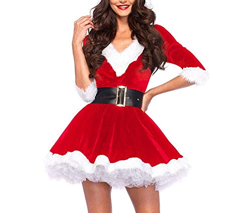 Disfraz Fever de Mamá Noel, Disfraz de Navidad Mujer Vestido Rojo de Terciopelo Princesa Traje de Santa Mamá Noel Fiesta Chicas Cosplay Christmas Ropa de Navidad Adulto (Rojo, L) Disfraz Fever de Mamá Noel, Disfraz de Navidad Mujer Vestido Rojo de Terciopelo Princesa Traje de Santa Mamá Noel Fiesta Chicas Cosplay Christmas Ropa de Navidad Adulto (Rojo, L)