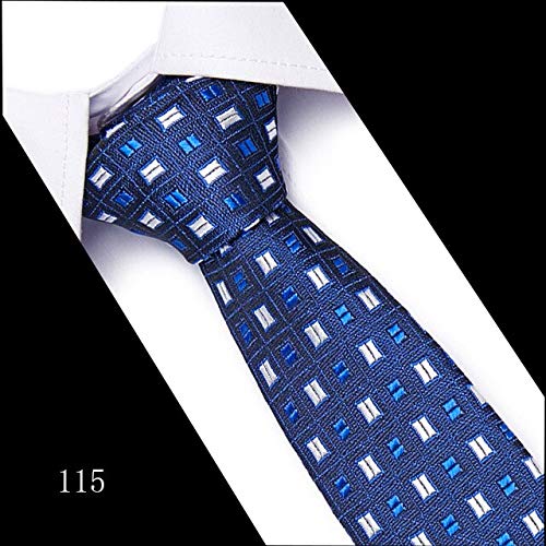 DJLHNCorbatas de Moda Corbata de Boda clásica de Rayas Azules para Hombre Corbata Tejida de Jacquard Corbata 100% de Seda para Hombres Corbata sólida Polka 7.5cm Corbatas - L115