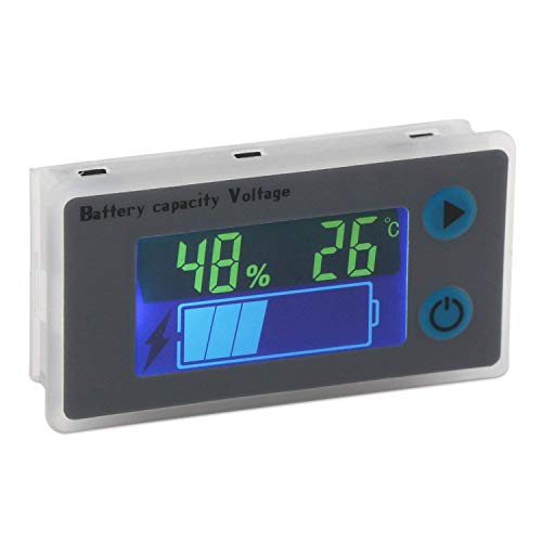 DollaTek Monitor de Capacidad de la batería 10-100V Batería programable Medidor de Temperatura de Voltaje Medidor 12V 24V 36V 48V Pantalla LCD Indicador de Porcentaje