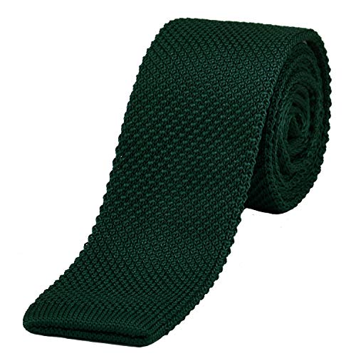 DonDon corbata de punto estrecha de color verde oscuro 5cm