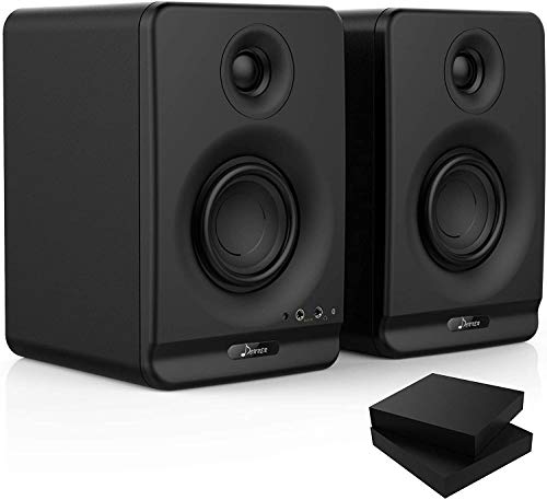 Donner 3'' Studio Monitors con CSR Profesional Bluetooth 5.0, paquete de 2 que Incluyen Almohadillas de Aislamiento para Monitor de Audio de Estudio (Dyna3 Negro, Par)