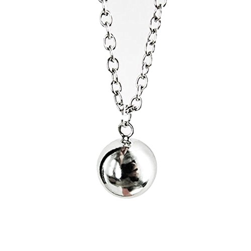 DP Design® Cadena/collar con colgante llamador de ángeles, bola mexicana plateada de 2,2 cm, cadena de 126 cm de longitud, cód. V2