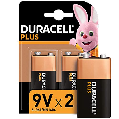 Duracell 6LR61 MX1604 - Plus 9V, Pilas Alcalinas, Paquete de 2, 1.5 Voltios