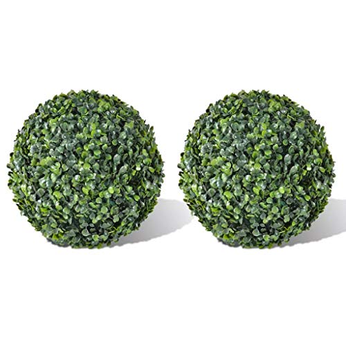 EBTOOLS - 2 bolas artificiales, bola decorativa tipo boj bola de boj artificial para interior y exterior, diámetro 35 cm, verde