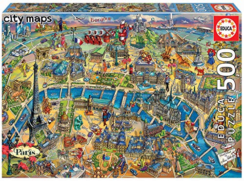 Educa- Mapa de París Puzzle, 500 Piezas, Multicolor (18452)