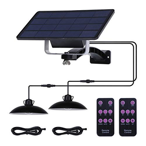 ENCOFT Iluminación Colgante Solar Exterior con Control Remoto Manual, Regulable Lámpara Luz Colgante 32LED Impermeable IP65, Candelabro Solar para Jardín, 2 Luces Blanco Frio 6500K ENCOFT Iluminación Colgante Solar Exterior con Control Remoto Manual, Regulable Lámpara Luz Colgante 32LED Impermeable IP65, Candelabro Solar para Jardín, 2 Luces Blanco Frio 6500K