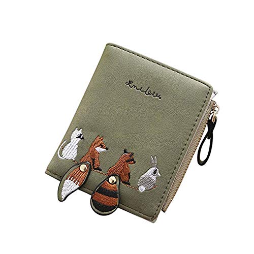 Estilo Corto Monedero Mini Modelo De Los Animales Tarjeta Del Bolso Del Bordado Portátil Puro Cartera De Bolsillo Plegable Bordado Animal Carpeta Para Las Mujeres