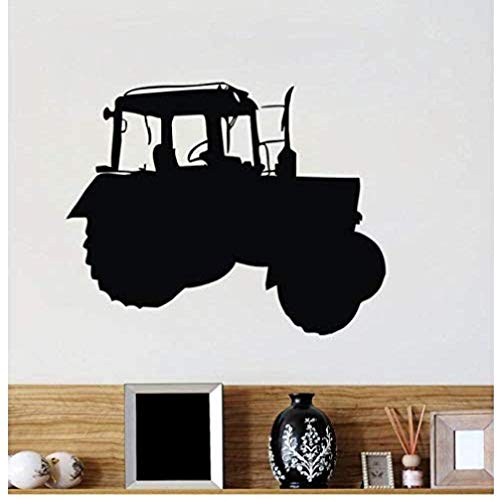Etiqueta de la pared Tractor de granja de dibujos animados negro Vinilo removible Etiqueta de la pared Sala de estar familiar Dormitorio Art Deco Mural 59X76Cm