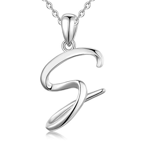 EUDORA Colgantes Iniciales Letras Collares Mujer Plata de ley 925, Bisuteria Mujer Iniciales Regalos Originales para Mujer Hermana Madres, 45,7cm