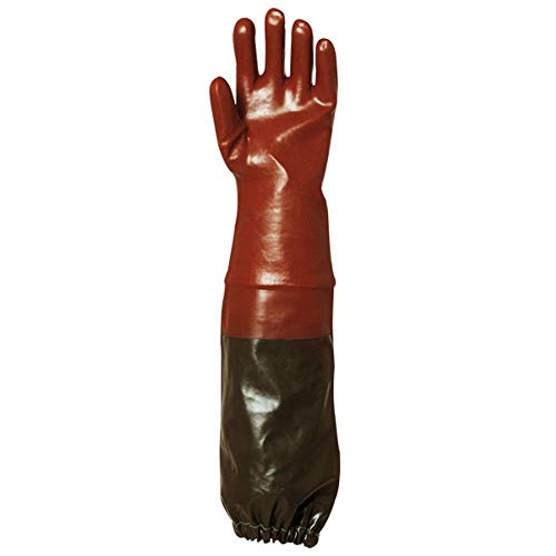 Eurotechnique – Lote de 10 pares de guantes Pvc rojo sobre soporte algodón 3635 de Eurotechnique talla – 9, longitud – 60 cm