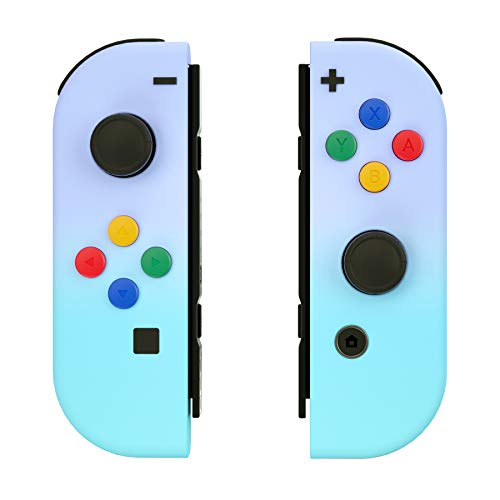 eXtremeRate Carcasa para JoyCons de Nintendo Switch Funda de Agarre Shell de Bricolaje Cubierta Tacto Suave con ABXY Drecctión Botones para Nintendo Switch No Incluye Carcasa de Consola(Violeta+Azul)