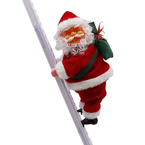 FANDE Santa Climbing Rope Ladder, Santa Claus Climbing Ladder, Santa Claus Escalera de Escalada eléctrica, Campanas Musicales, Adornos para árboles de Navidad Fiesta de Navidad