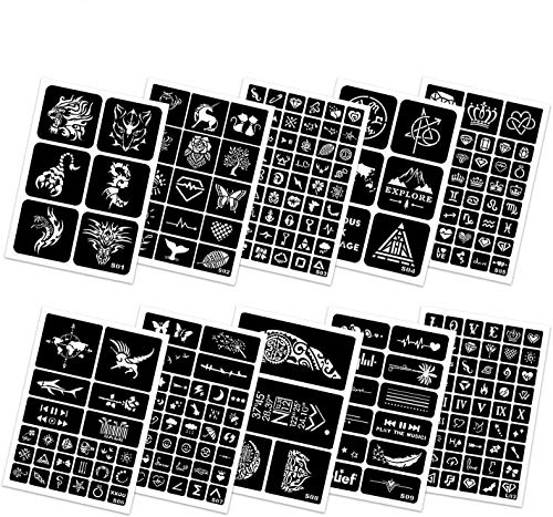 FEIGO Kit de Tatuajes Temporales 10 piezas, Pinturas Corporales, Tatuaje Pegatina Pincel y Rsapador para Tatuajes, 265 Plantillas de Tatuaje, Seguro y Impermeable FEIGO Kit de Tatuajes Temporales 10 piezas, Pinturas Corporales, Tatuaje Pegatina Pincel y Rsapador para Tatuajes, 265 Plantillas de Tatuaje, Seguro y Impermeable