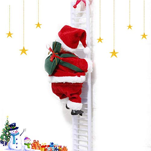 Figura de Papá Noel escalando en la escalera, Papá Noel, Papá Noel en la tienda, decoración para el árbol de Navidad, decoración para colgar figura de Navidad (A-A)