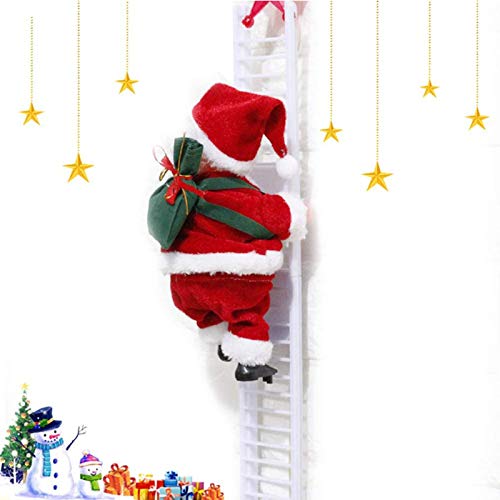 Figura de Papá Noel escalando en la escalera, Papá Noel, Papá Noel en la tienda, decoración para el árbol de Navidad, decoración para colgar figura de Navidad (A-A) Figura de Papá Noel escalando en la escalera, Papá Noel, Papá Noel en la tienda, decoración para el árbol de Navidad, decoración para colgar figura de Navidad (A-A)