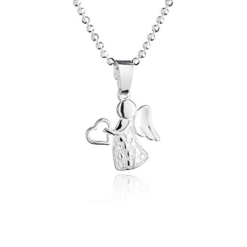 fish collar de plata para chicas, plata de ley 925 colgante ángel, 42-45 cm
