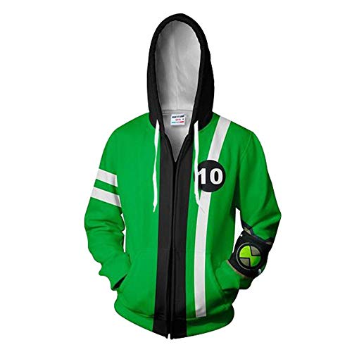 Fleyel Unisexe Sudadera con Capucha, Ben 10 Alien Force Sweatshirt Jackets 3D Imprimer Hoodies Hoodie Manga Larga Hoodie Casual Camisa de Entrenamiento Abrigo de Invierno Sudadera
