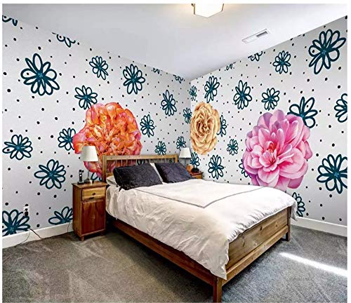 Flores y flores pintadas a mano, pared de la habitación de los niños a medida para toda la casa, 350 cm x 245 cm (137.8 por 96.5 pulg.) Flores y flores pintadas a mano, pared de la habitación de los niños a medida para toda la casa, 350 cm x 245 cm (137.8 por 96.5 pulg.)