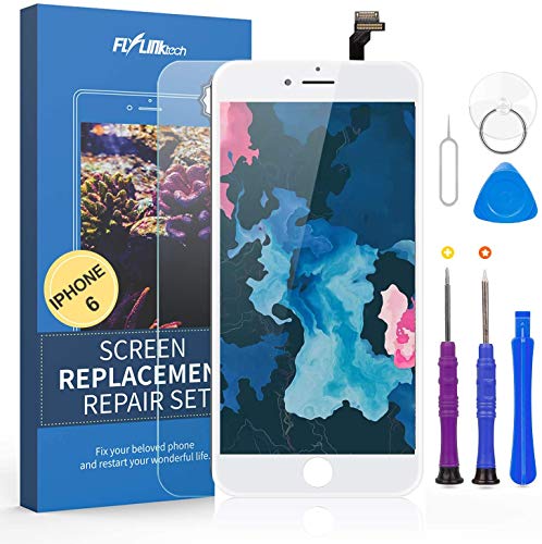 FLYLINKTECH Pantalla Táctil LCD Reemplazo para iPhone 6 Blanco 4.7" Contiene Herramientas + película de Vidrio Templado - Blanco FLYLINKTECH Pantalla Táctil LCD Reemplazo para iPhone 6 Blanco 4.7" Contiene Herramientas + película de Vidrio Templado - Blanco