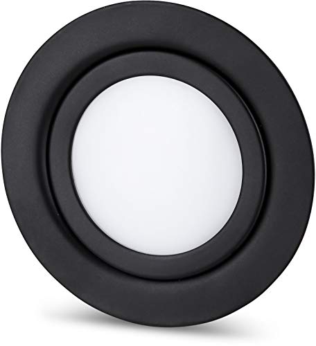 Foco LED Slim empotrable, de metal, IP44, 12 V, 4 W, 330 lúmenes, apto para caja empotrada de 60 mm de diámetro, color negro mate, blanco cálido (3000 K)