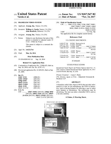Frameless video system: United States Patent 9817547 (English Edition)